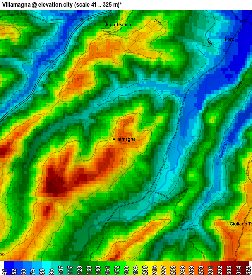 Villamagna elevation map