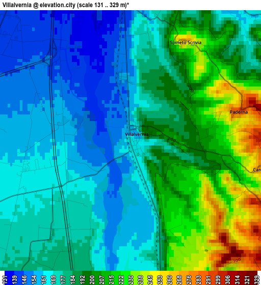 Villalvernia elevation map