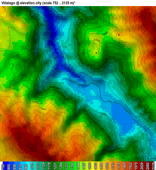 Villalago elevation map