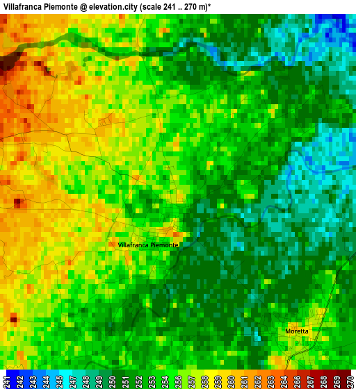 Villafranca Piemonte elevation map