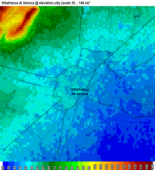 Villafranca di Verona elevation map