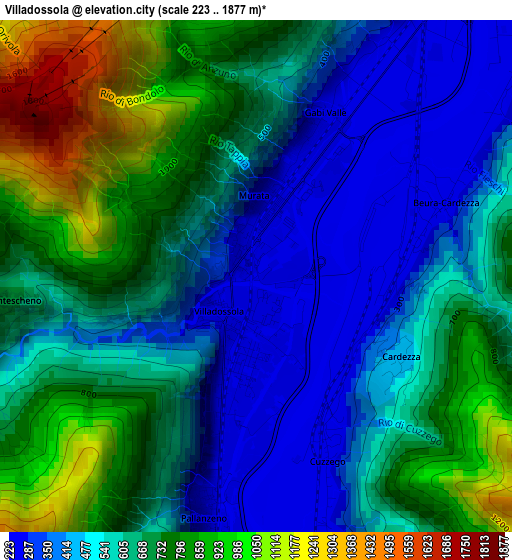 Villadossola elevation map