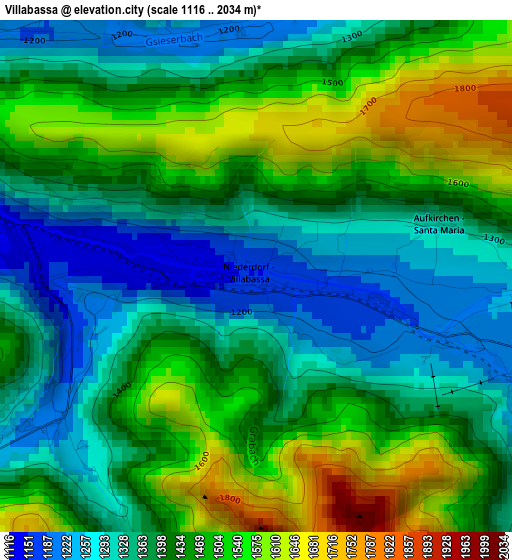 Villabassa elevation map