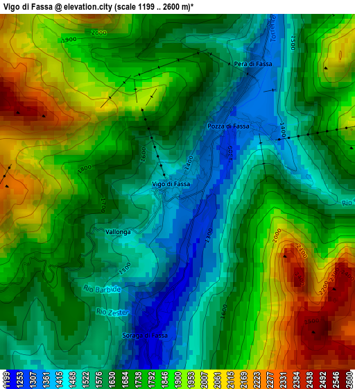 Vigo di Fassa elevation map