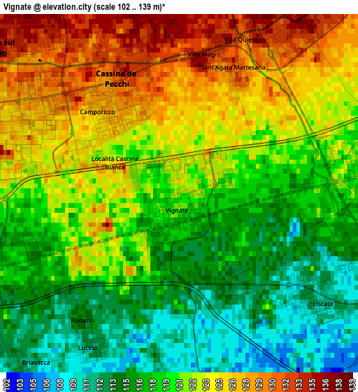 Vignate elevation map