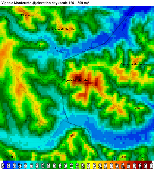 Vignale Monferrato elevation map