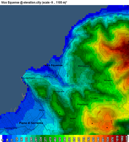 Vico Equense elevation map