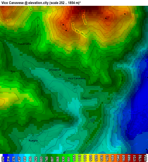 Vico Canavese elevation map