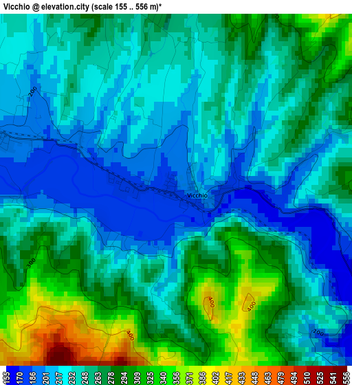 Vicchio elevation map