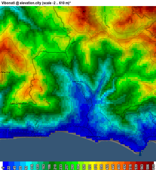 Vibonati elevation map