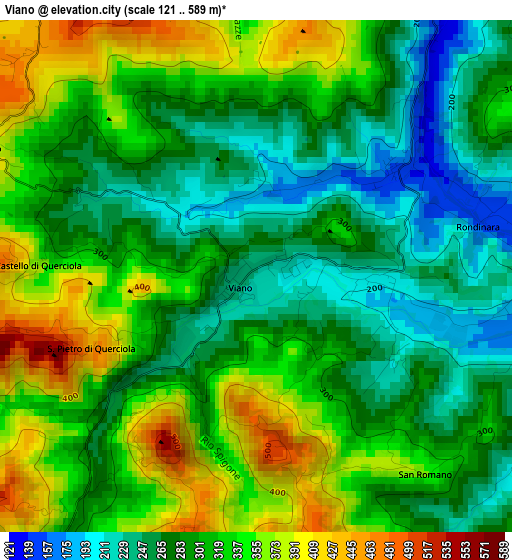 Viano elevation map