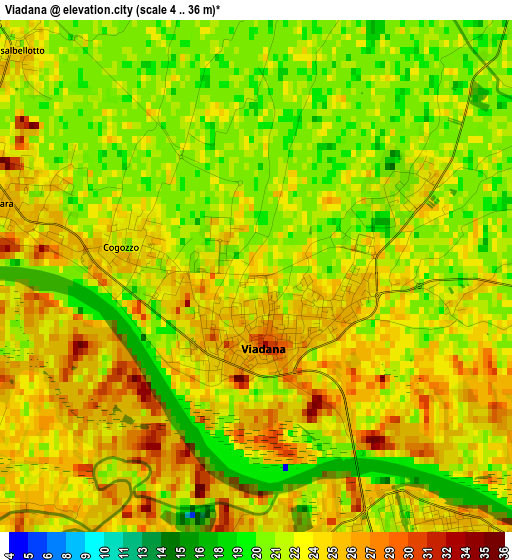 Viadana elevation map