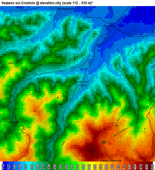 Vezzano sul Crostolo elevation map