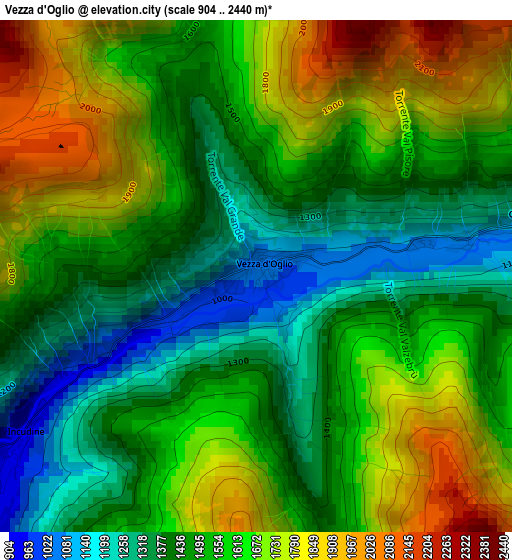 Vezza d'Oglio elevation map