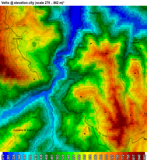 Vetto elevation map