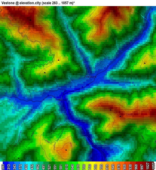 Vestone elevation map