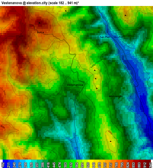 Vestenanova elevation map