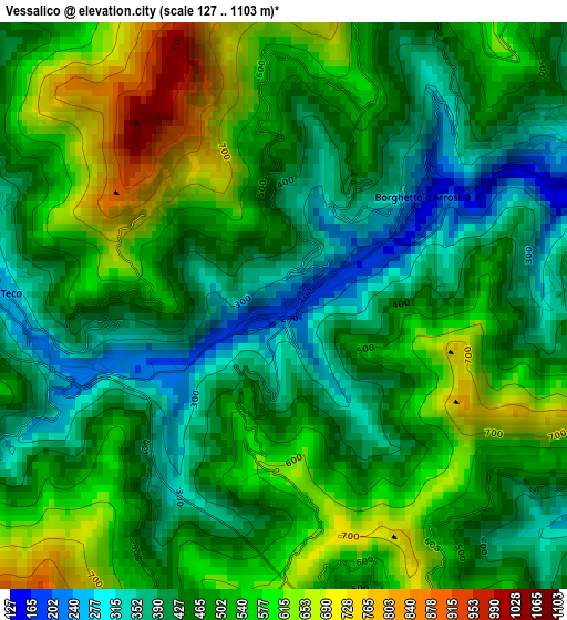 Vessalico elevation map