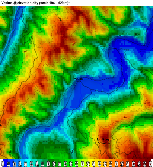 Vesime elevation map