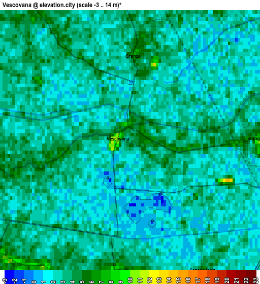 Vescovana elevation map