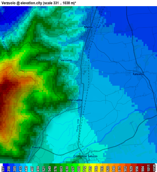 Verzuolo elevation map
