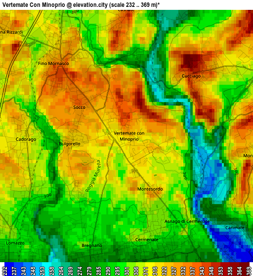 Vertemate Con Minoprio elevation map