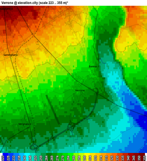 Verrone elevation map