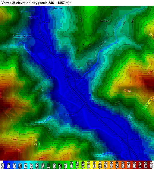 Verres elevation map