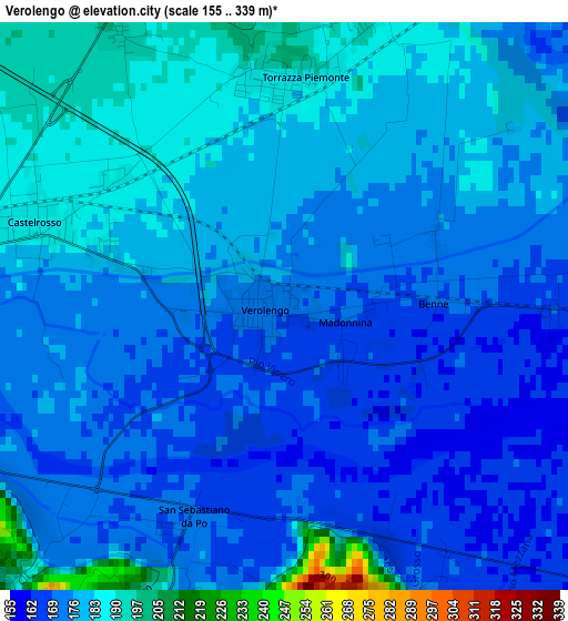 Verolengo elevation map