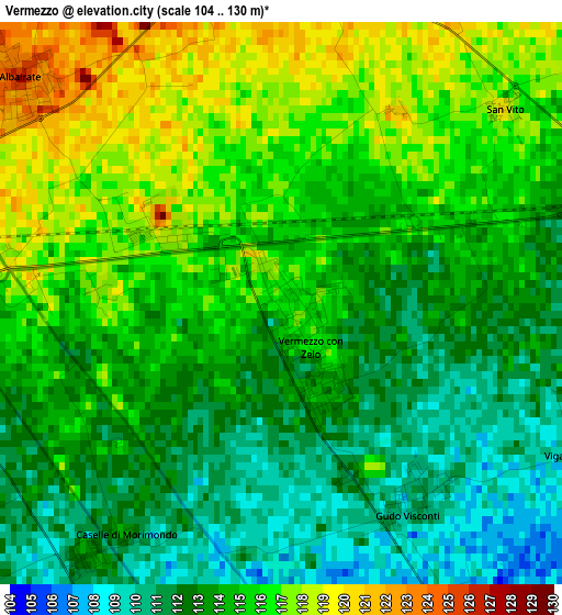 Vermezzo elevation map