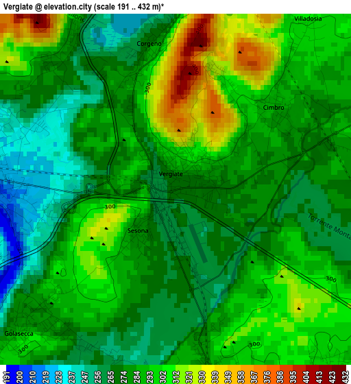 Vergiate elevation map