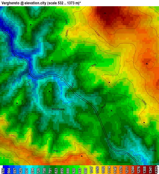 Verghereto elevation map