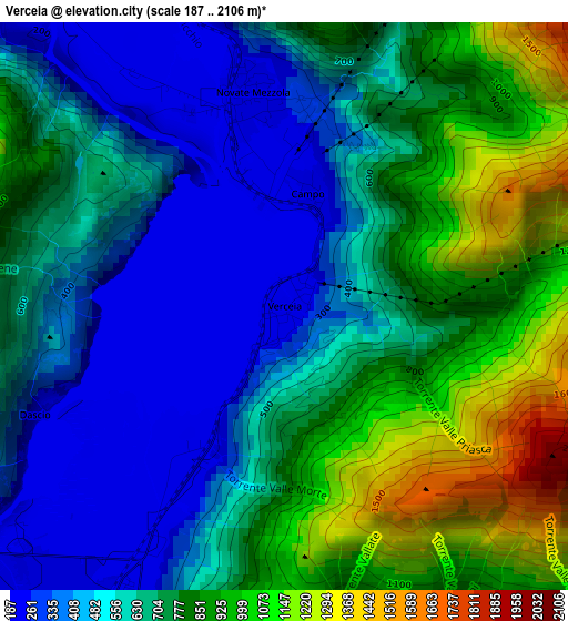 Verceia elevation map