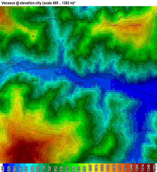 Venasca elevation map