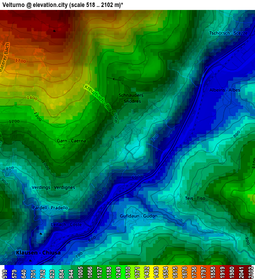 Velturno elevation map