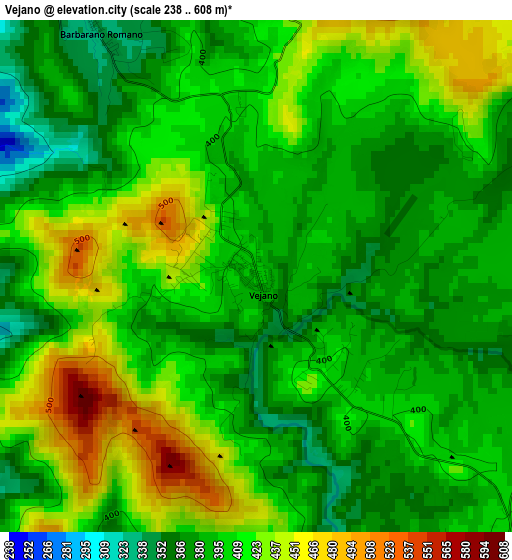 Vejano elevation map