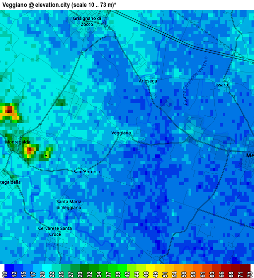 Veggiano elevation map