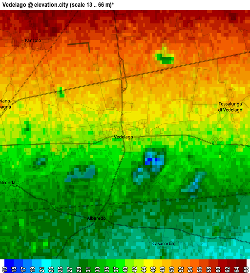 Vedelago elevation map