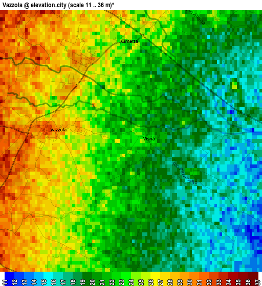 Vazzola elevation map