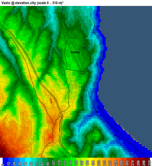 Vasto elevation map