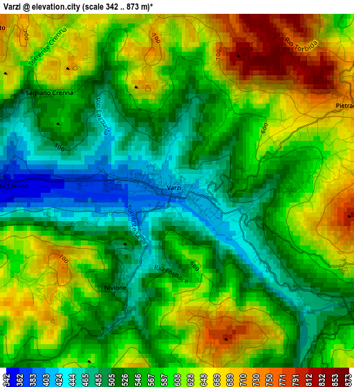 Varzi elevation map