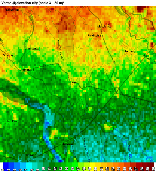 Varmo elevation map