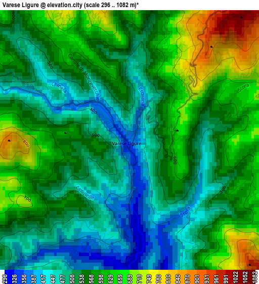 Varese Ligure elevation map