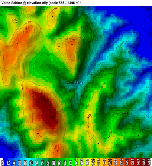 Varco Sabino elevation map