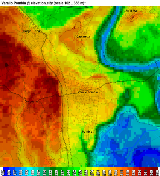 Varallo Pombia elevation map