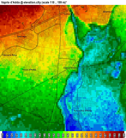 Vaprio d'Adda elevation map