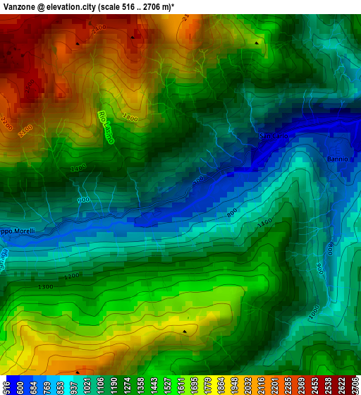 Vanzone elevation map