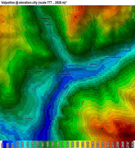 Valpelline elevation map