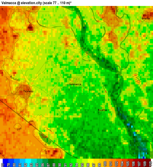 Valmacca elevation map