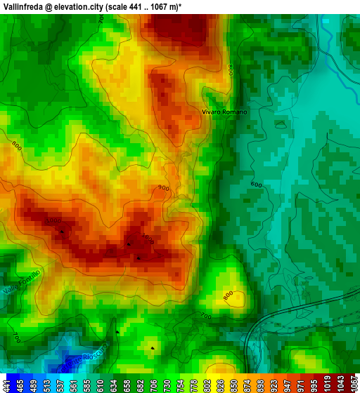 Vallinfreda elevation map